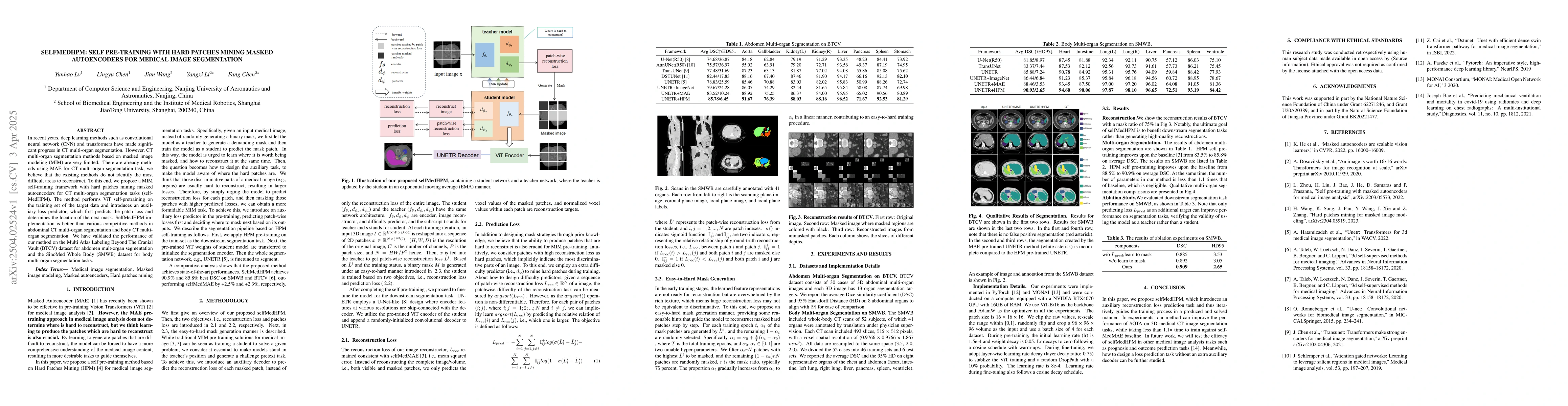 Thumbnail for SelfMedHPM: Self Pre-training With Hard Patches Mining Masked
  Autoencoders For Medical Image Segmentation