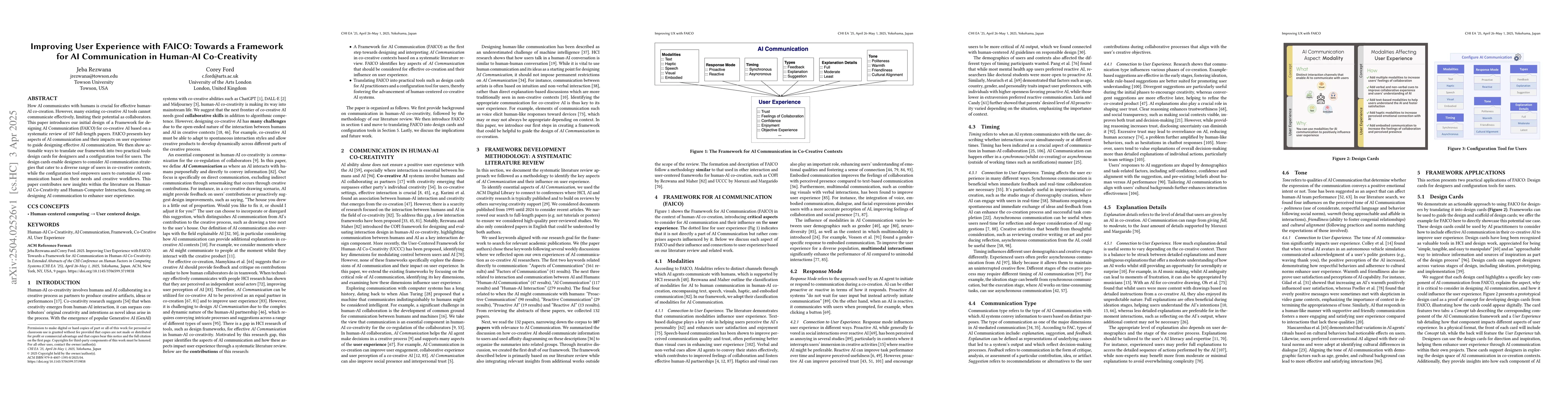 Thumbnail for Improving User Experience with FAICO: Towards a Framework for AI
  Communication in Human-AI Co-Creativity