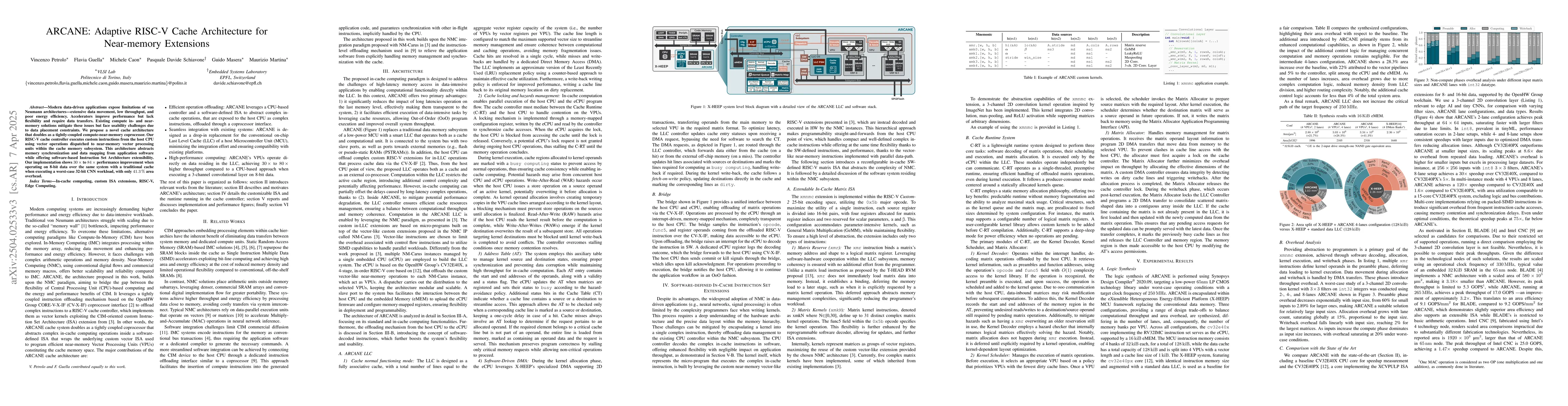 Thumbnail for ARCANE: Adaptive RISC-V Cache Architecture for Near-memory Extensions