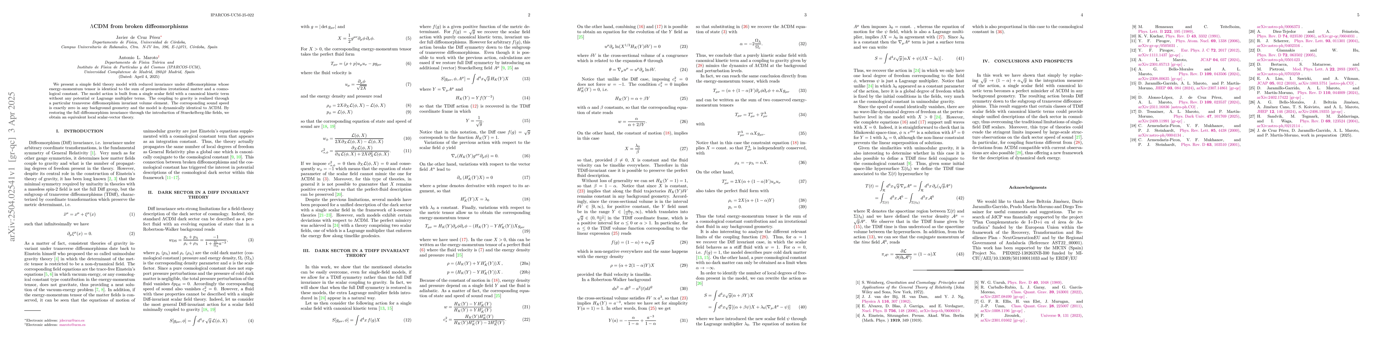 Thumbnail for $Λ$CDM from broken diffeomorphisms