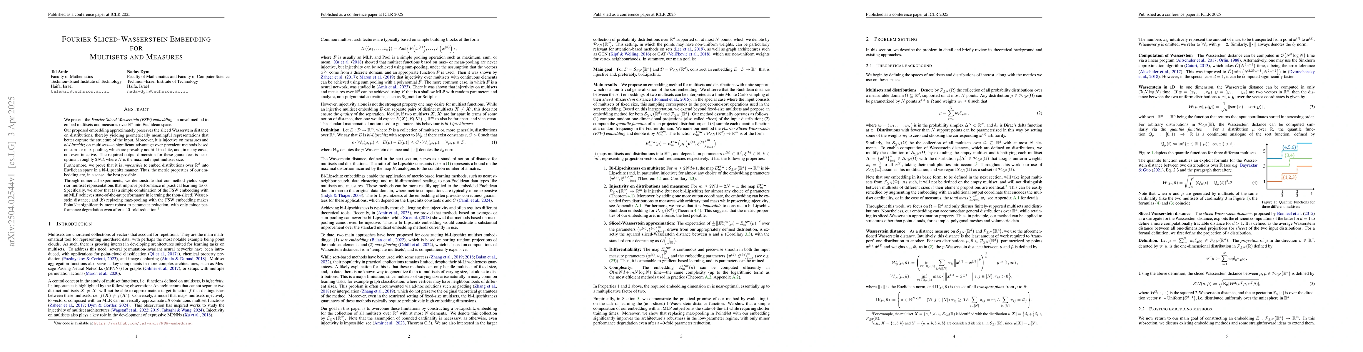 Thumbnail for Fourier Sliced-Wasserstein Embedding for Multisets and Measures