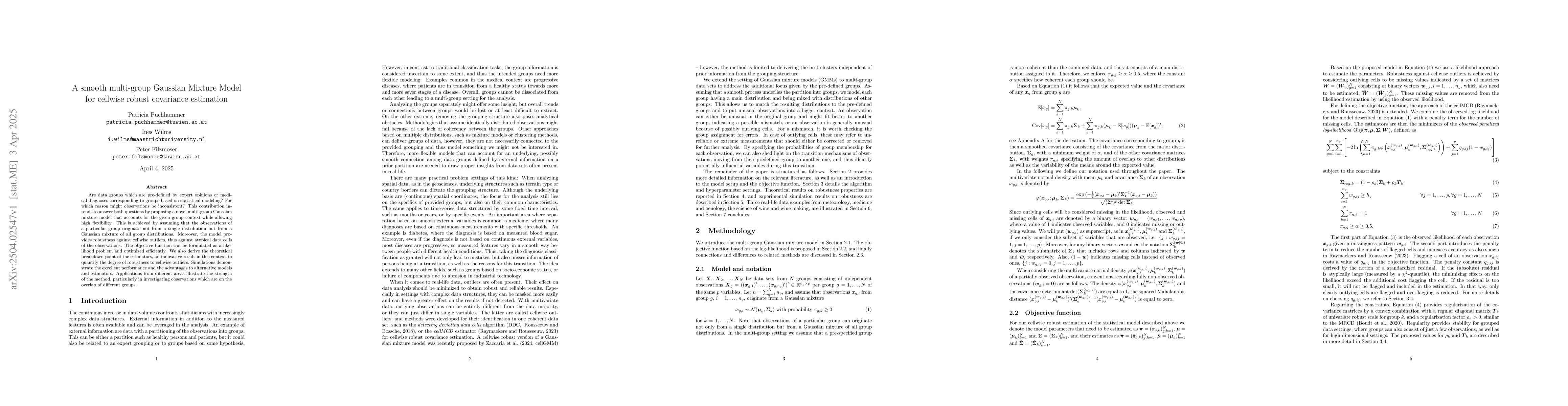 Thumbnail for A smooth multi-group Gaussian Mixture Model for cellwise robust
  covariance estimation