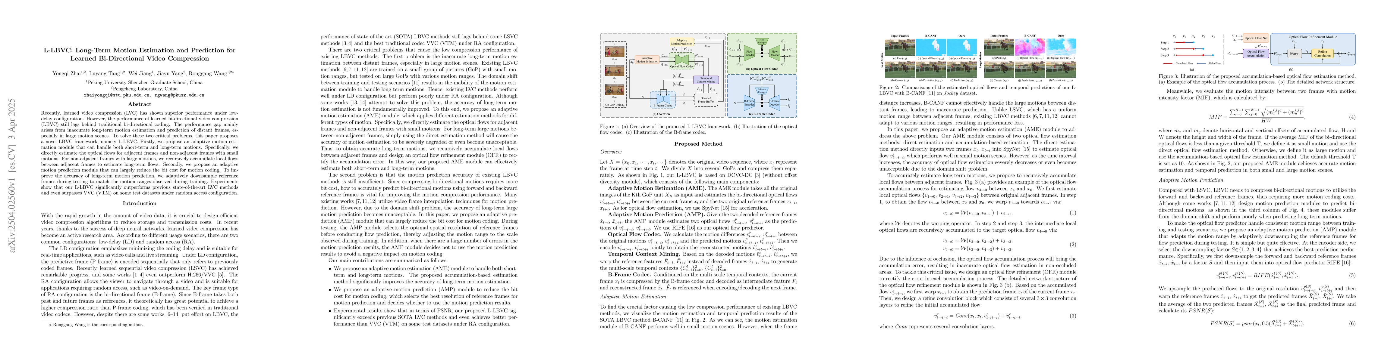 Thumbnail for L-LBVC: Long-Term Motion Estimation and Prediction for Learned
  Bi-Directional Video Compression