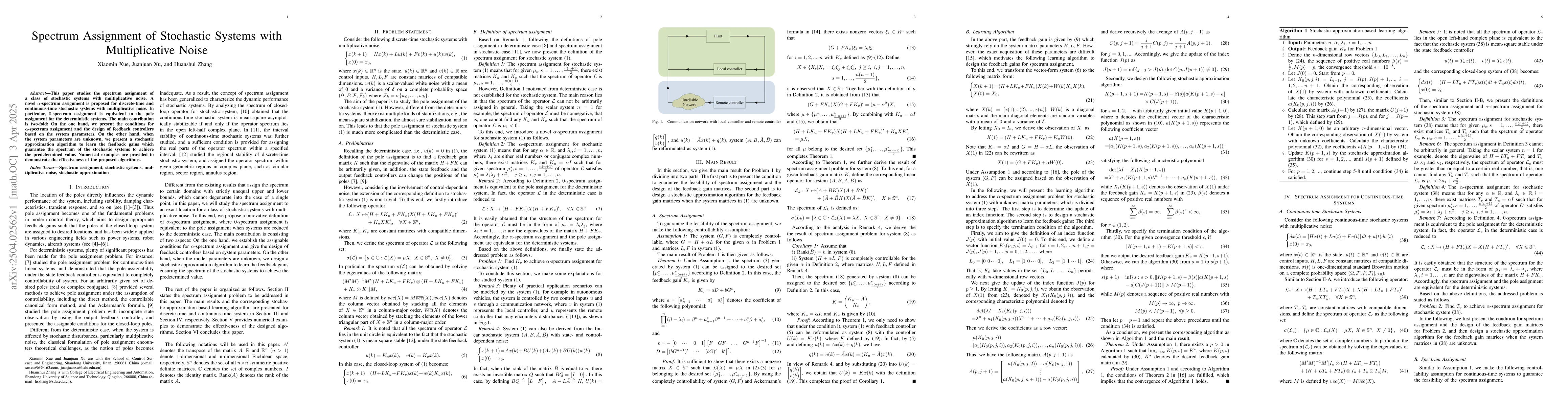 Thumbnail for Spectrum Assignment of Stochastic Systems with Multiplicative Noise