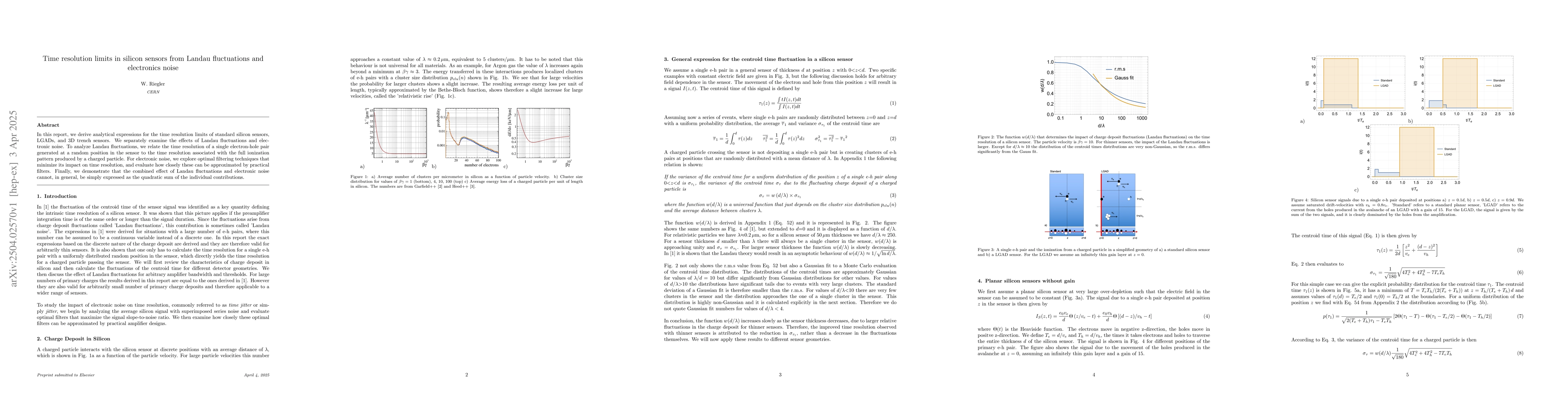 Thumbnail for Time resolution limits in silicon sensors from Landau fluctuations and
  electronics noise