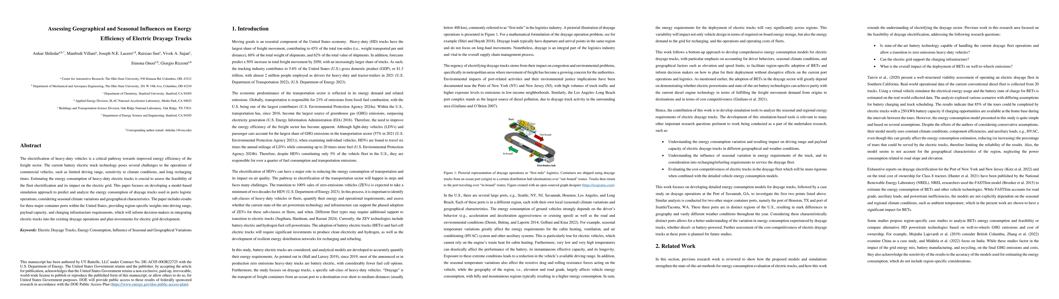 Thumbnail for Assessing Geographical and Seasonal Influences on Energy Efficiency of
  Electric Drayage Trucks