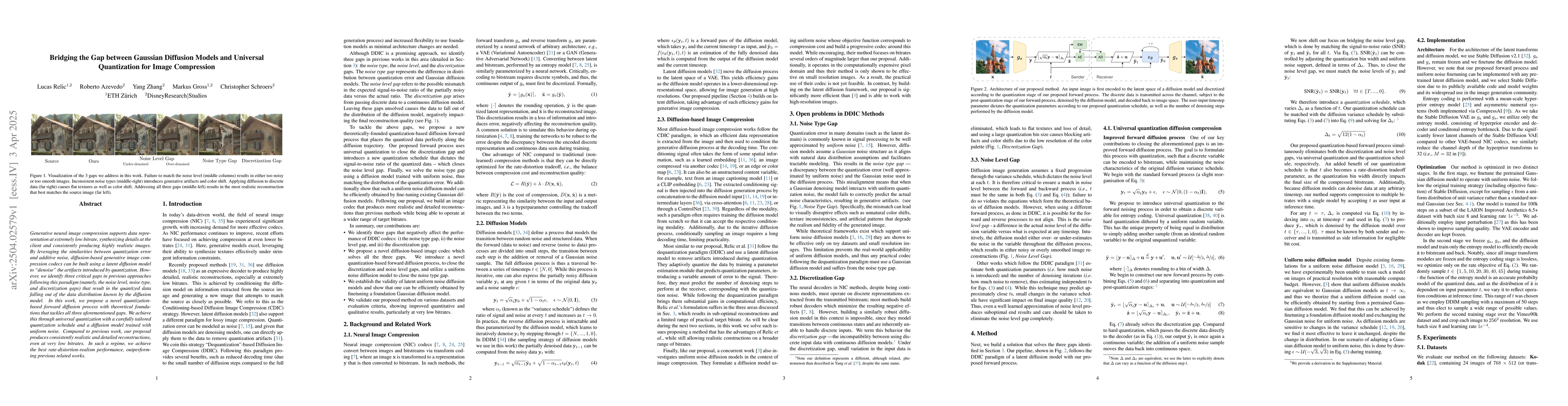 Thumbnail for Bridging the Gap between Gaussian Diffusion Models and Universal
  Quantization for Image Compression