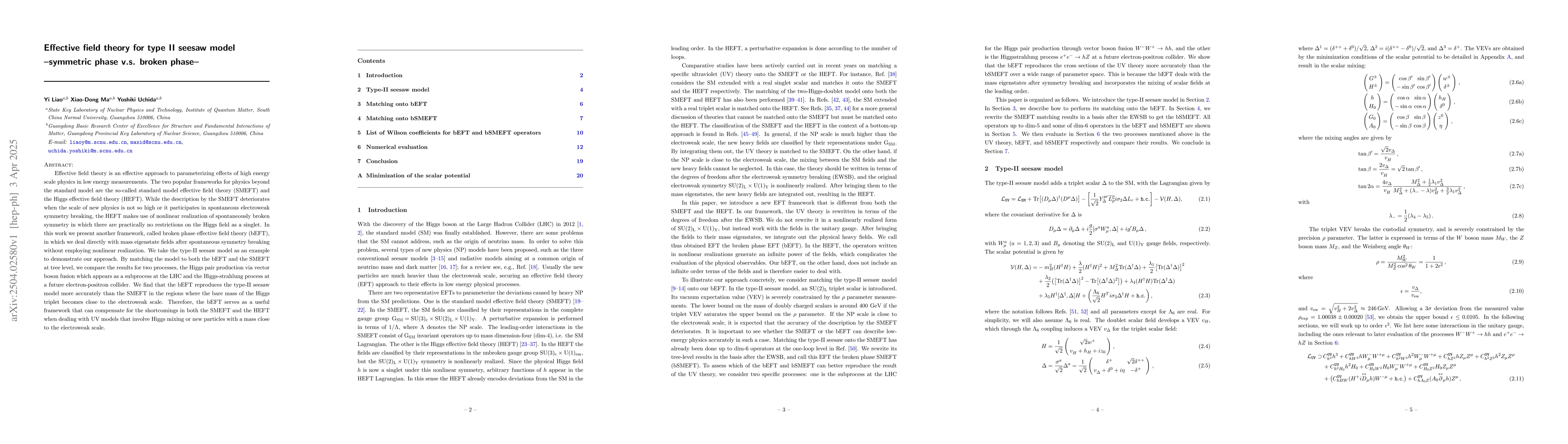 Thumbnail for Effective field theory for type II seesaw model --symmetric phase v.s.
  broken phase--