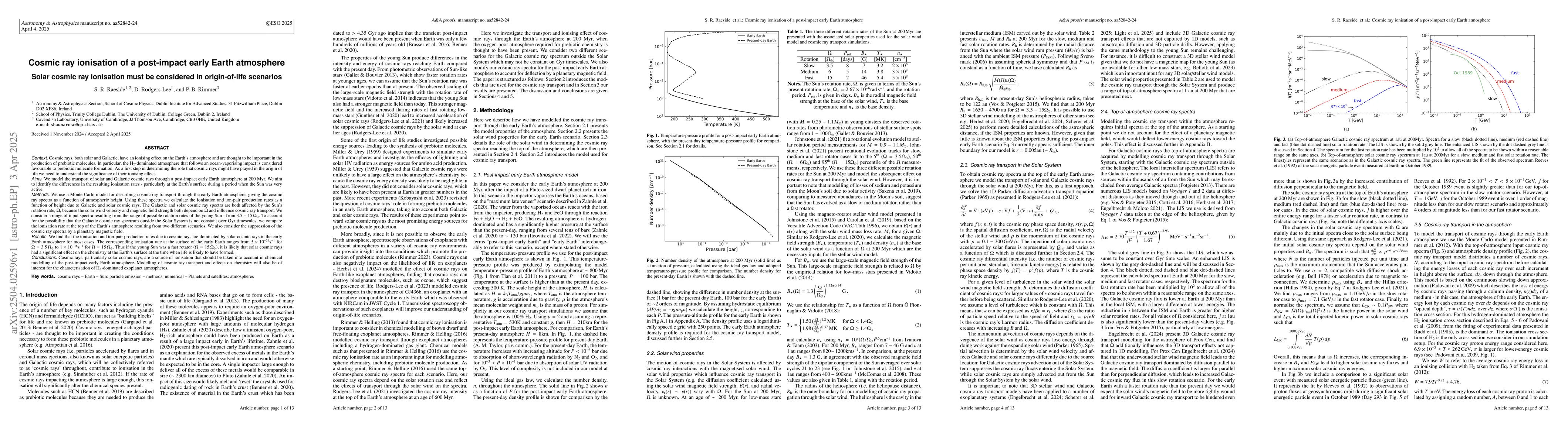 Thumbnail for Cosmic ray ionisation of a post-impact early Earth atmosphere: Solar
  cosmic ray ionisation must be considered in origin-of-life scenarios