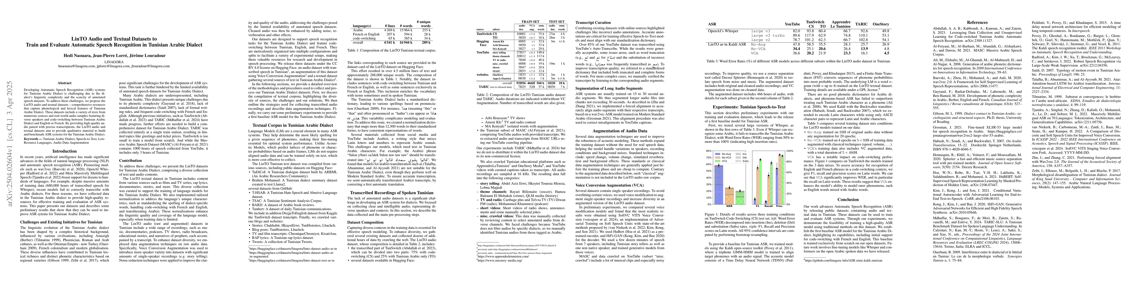 Thumbnail for LinTO Audio and Textual Datasets to Train and Evaluate Automatic Speech
  Recognition in Tunisian Arabic Dialect