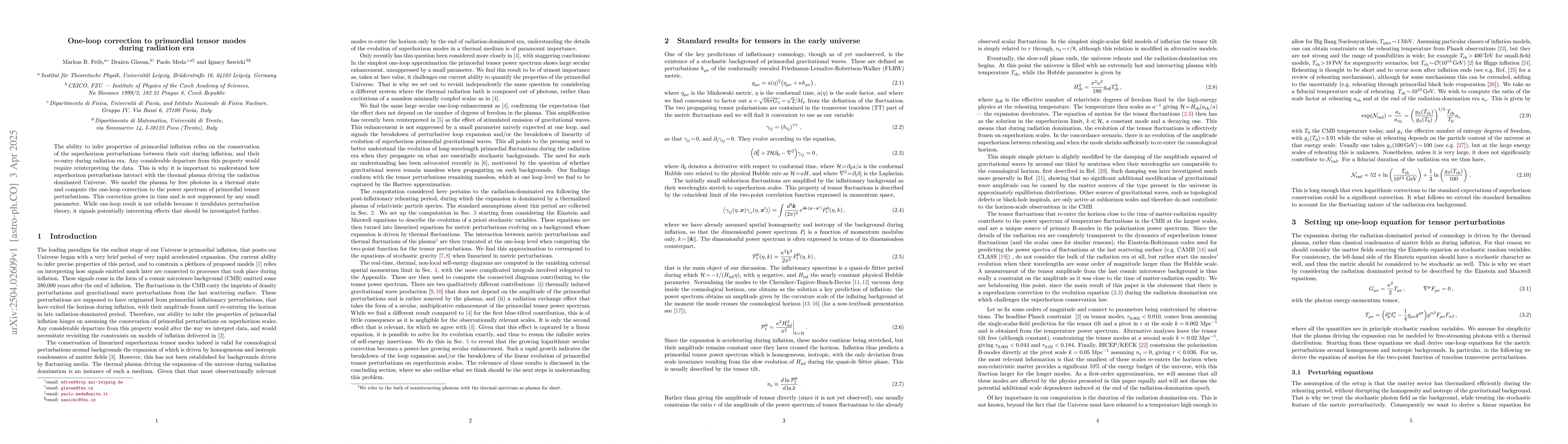Thumbnail for One-loop correction to primordial tensor modes during radiation era