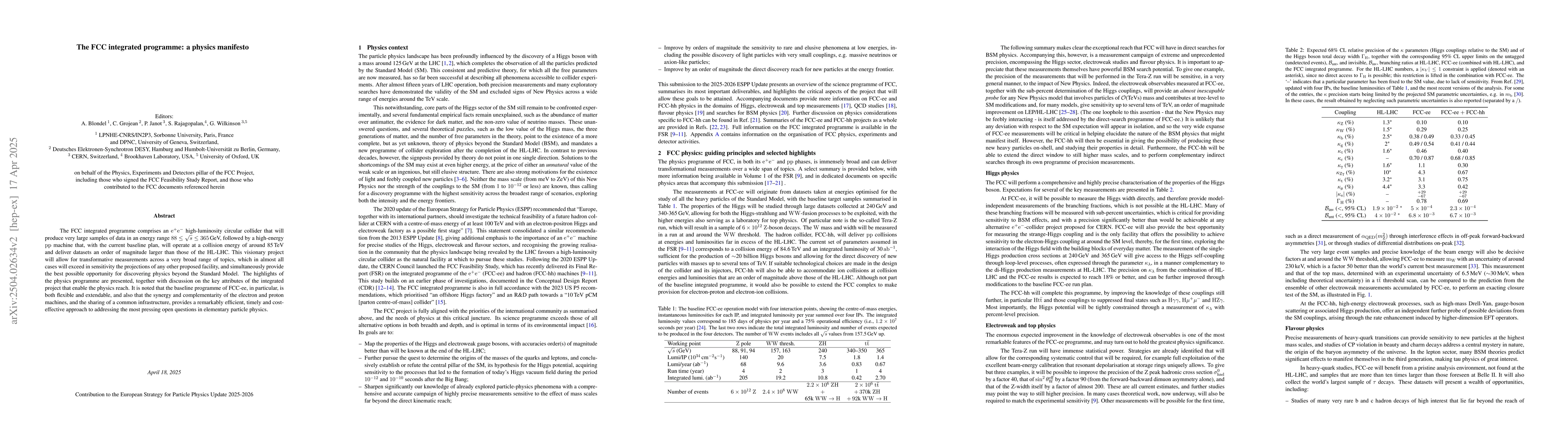 Thumbnail for The FCC integrated programme: a physics manifesto
