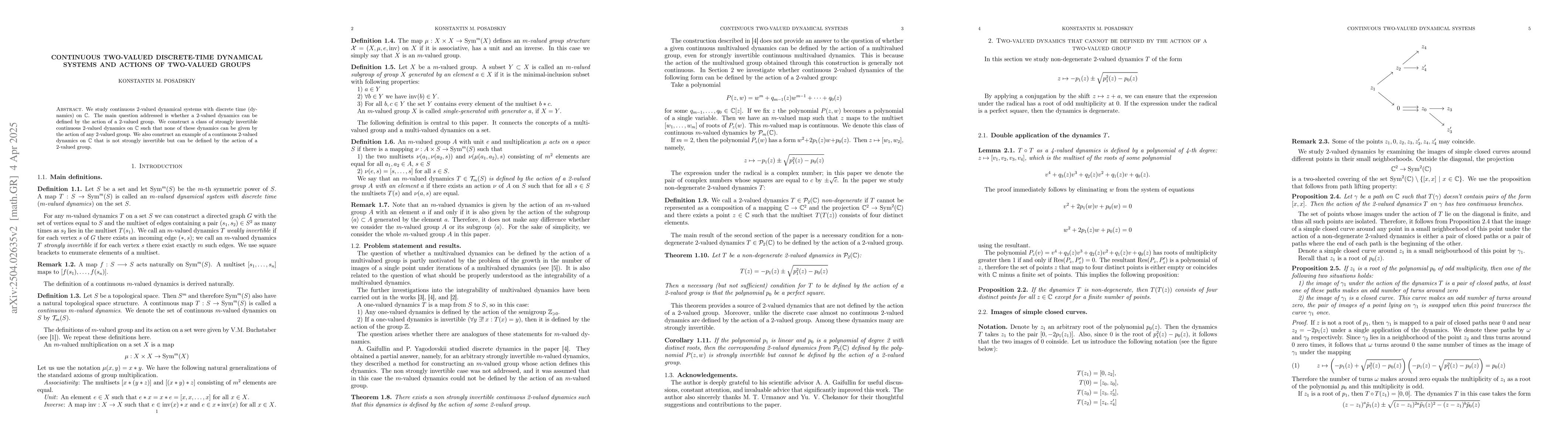Thumbnail for Continuous two-valued discrete-time dynamical systems and actions of
  two-valued groups