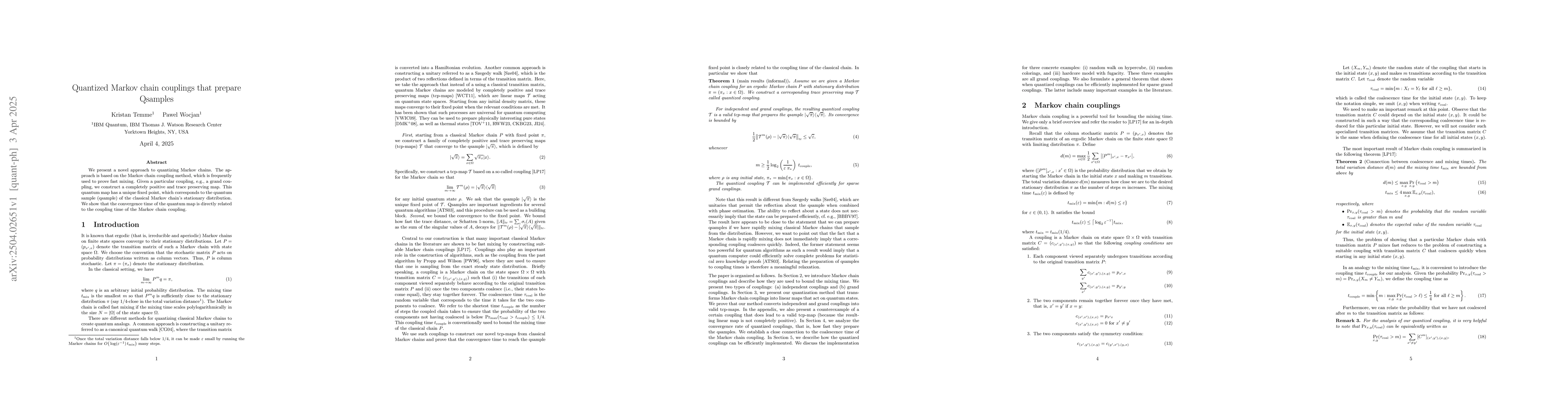 Thumbnail for Quantized Markov chain couplings that prepare Qsamples