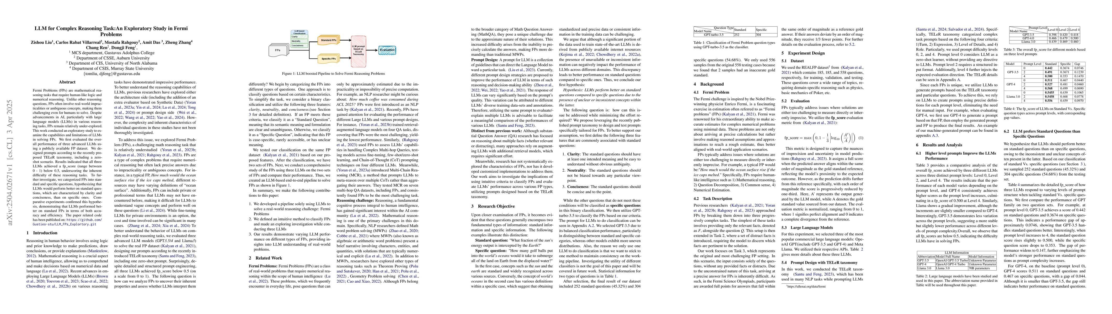 Thumbnail for LLM for Complex Reasoning Task: An Exploratory Study in Fermi Problems