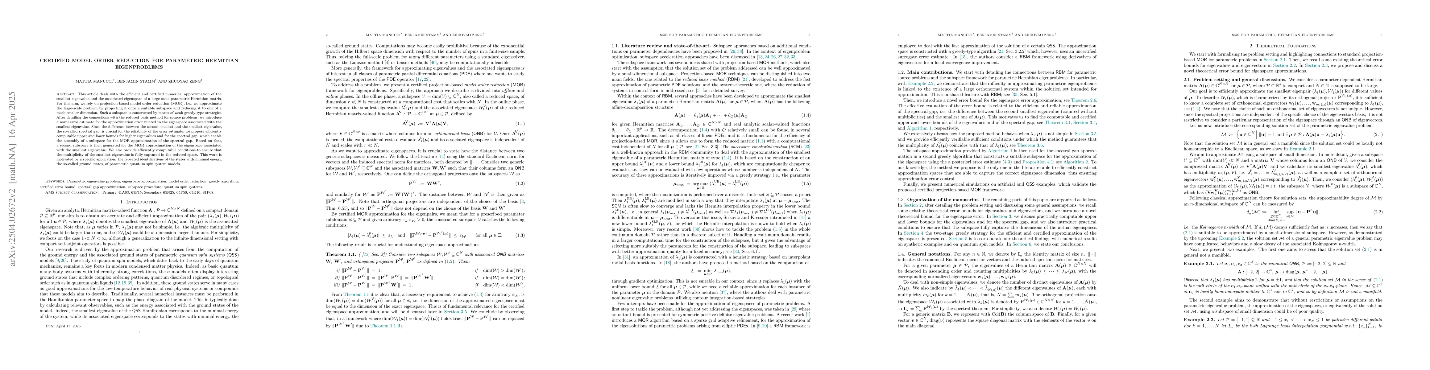 Thumbnail for Certified Model Order Reduction for parametric Hermitian eigenproblems