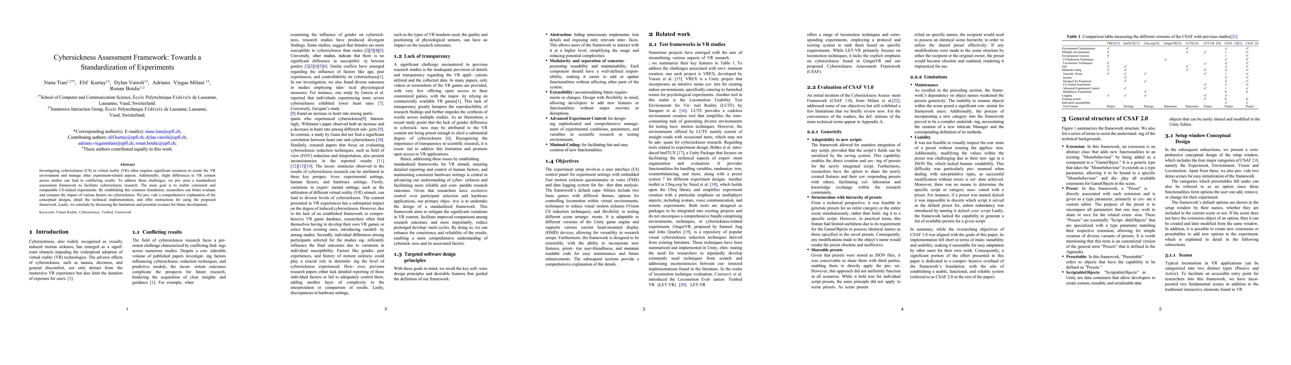 Thumbnail for Cybersickness Assessment Framework(TestBed): Towards a Standardization
  of Experiments