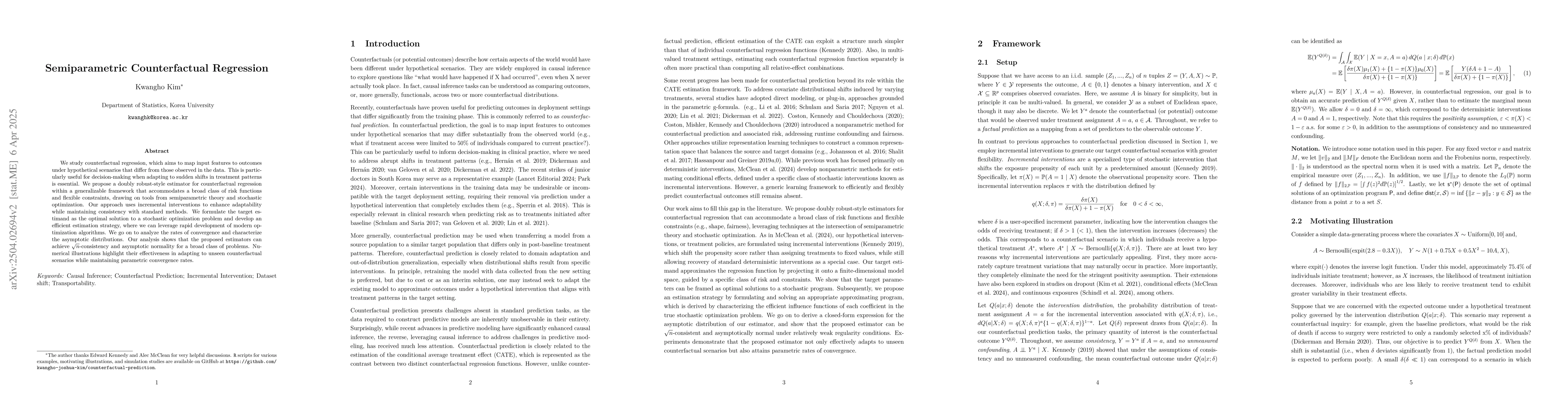 Thumbnail for Semiparametric Counterfactual Regression
