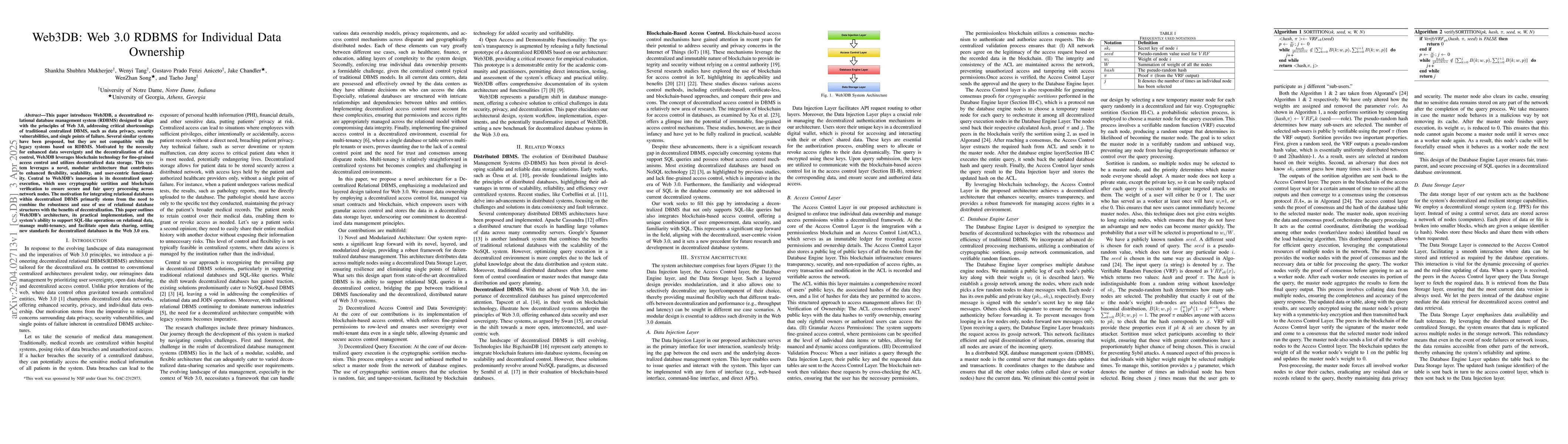 Thumbnail for Web3DB: Web 3.0 RDBMS for Individual Data Ownership