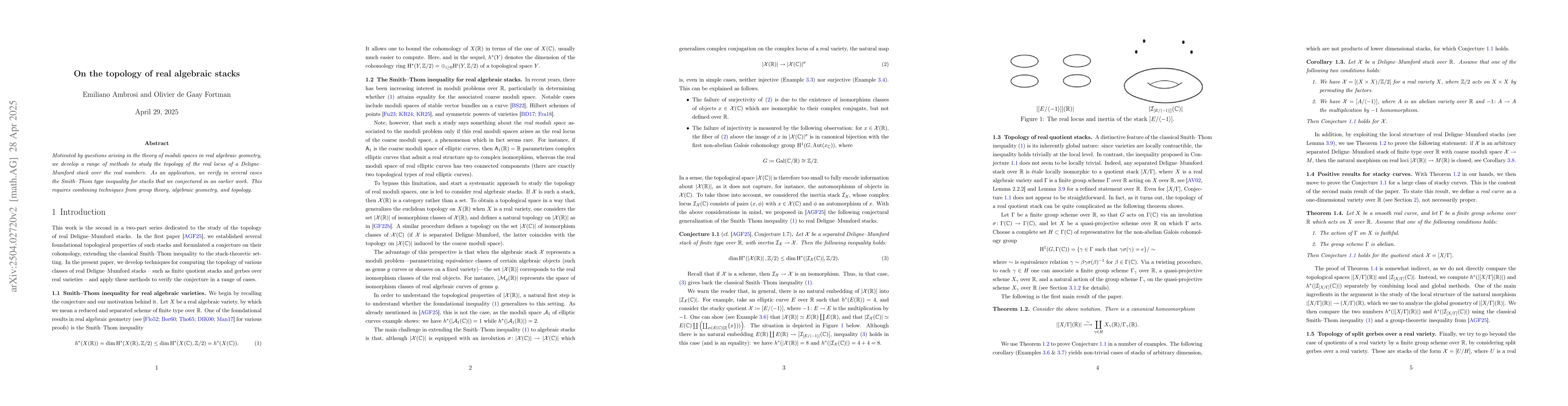 Thumbnail for On the topology of real algebraic stacks