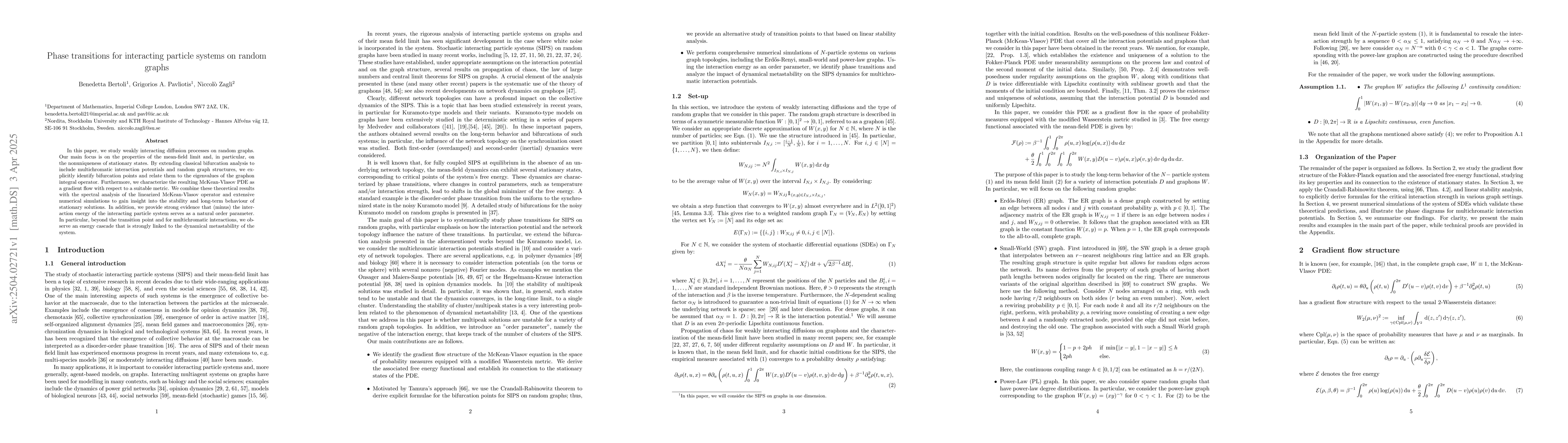 Thumbnail for Phase transitions for interacting particle systems on random graphs
