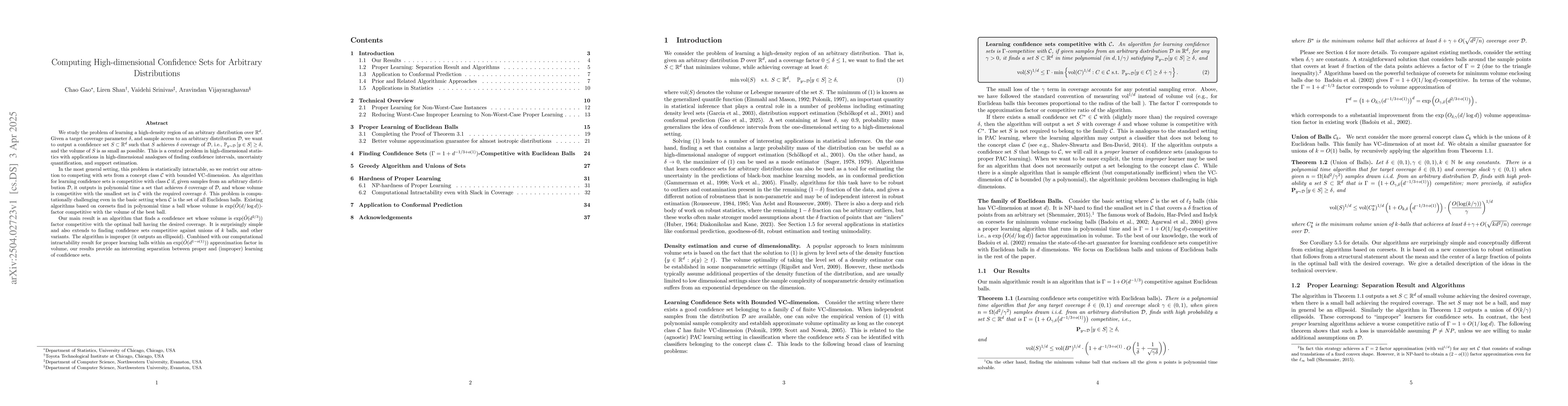 Thumbnail for Computing High-dimensional Confidence Sets for Arbitrary Distributions