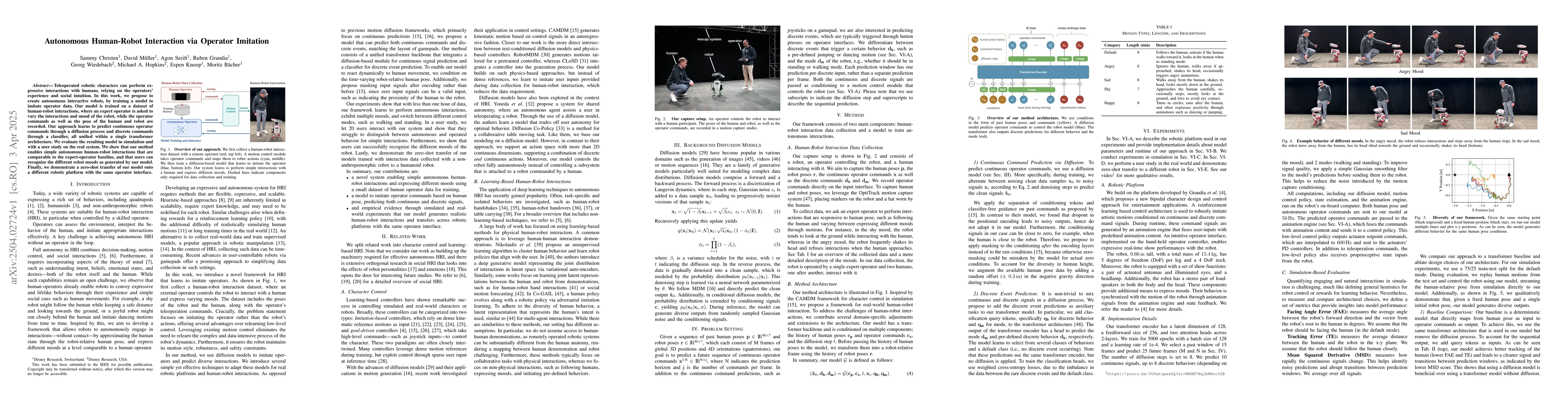 Thumbnail for Autonomous Human-Robot Interaction via Operator Imitation