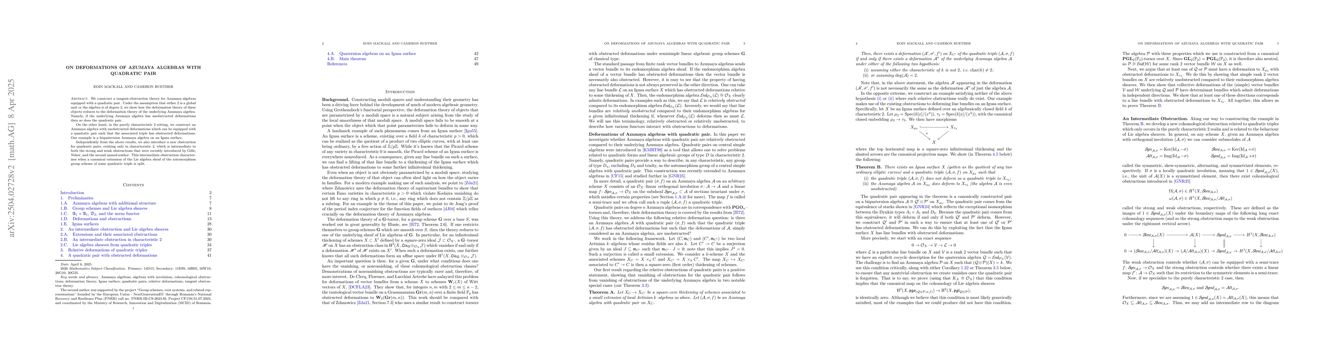 Thumbnail for On deformations of Azumaya algebras with quadratic pair