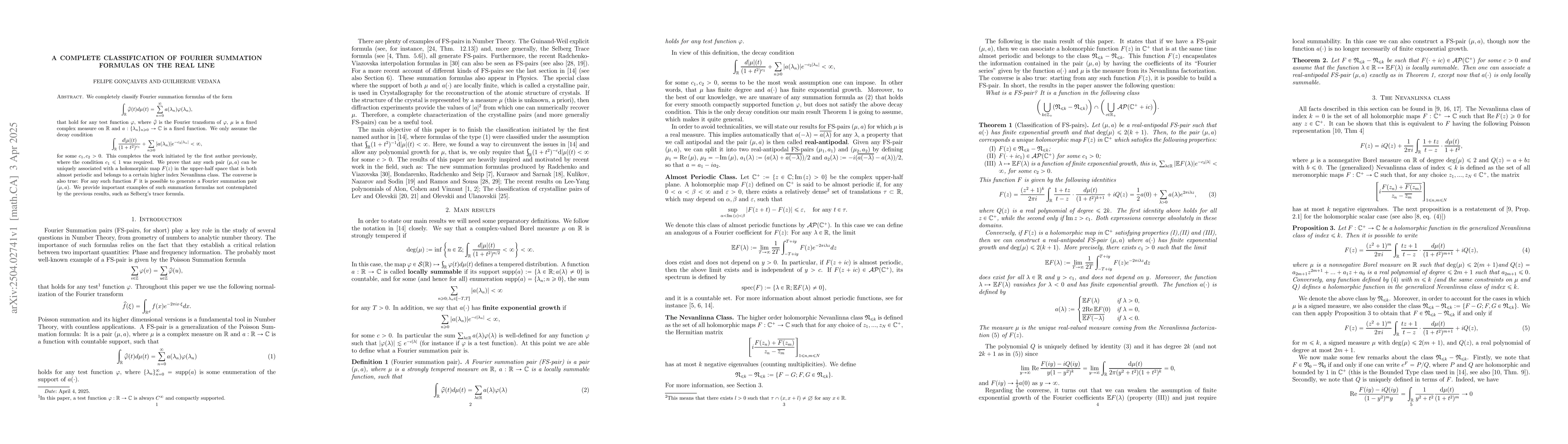Thumbnail for A Complete Classification of Fourier Summation Formulas on the real line