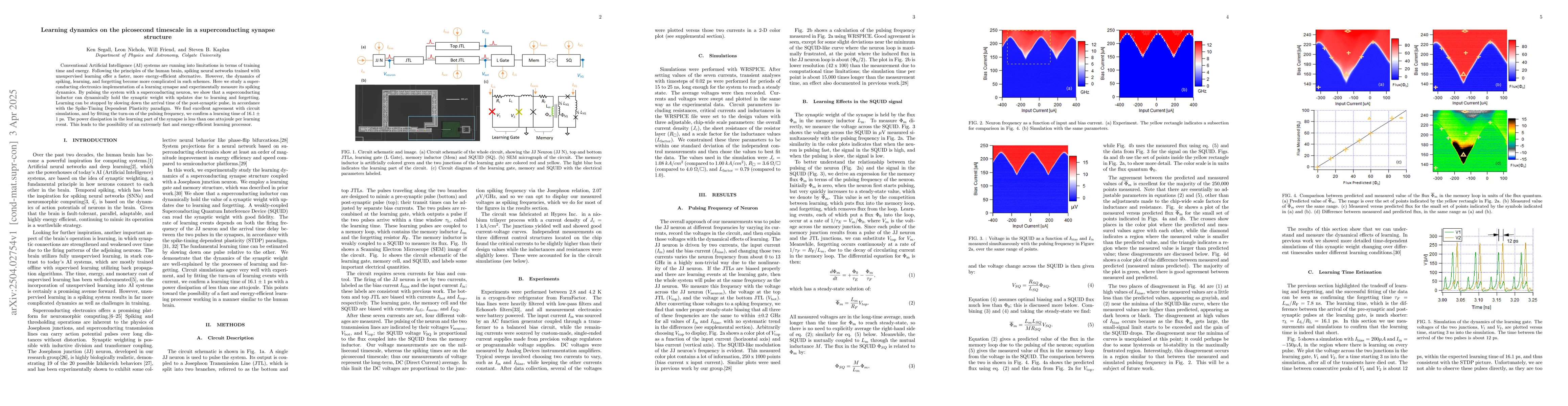 Thumbnail for Learning dynamics on the picosecond timescale in a superconducting
  synapse structure
