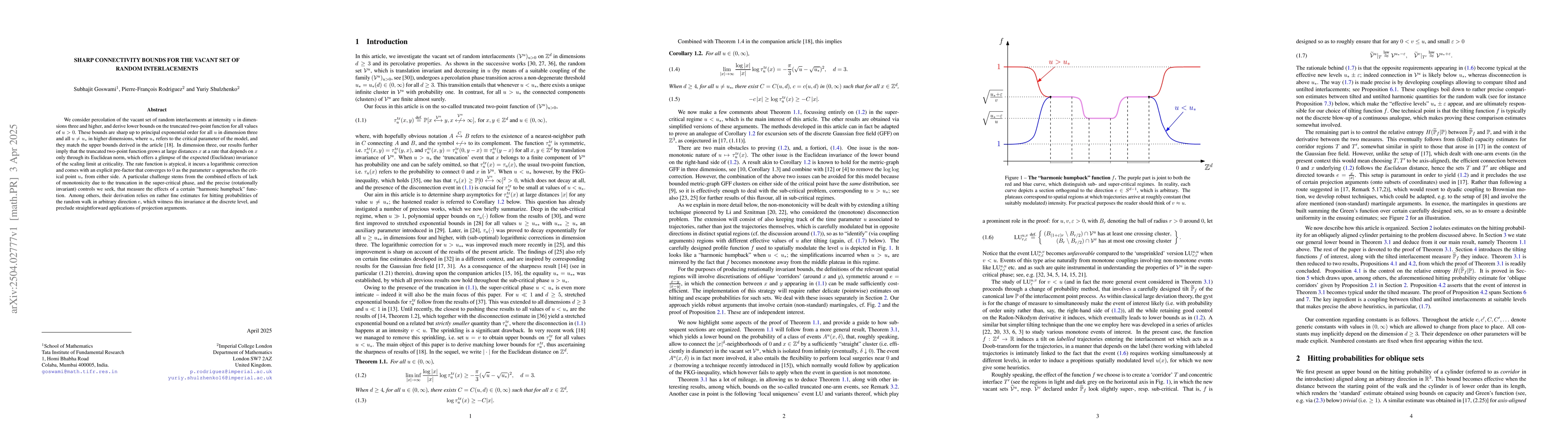 Thumbnail for Sharp connectivity bounds for the vacant set of random interlacements