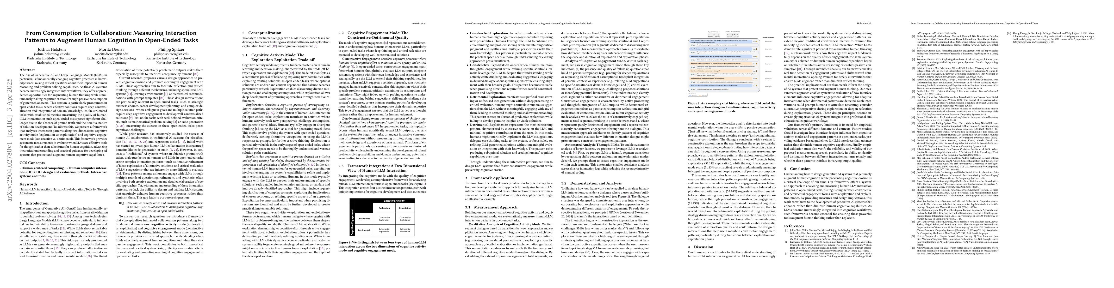 Thumbnail for From Consumption to Collaboration: Measuring Interaction Patterns to
  Augment Human Cognition in Open-Ended Tasks