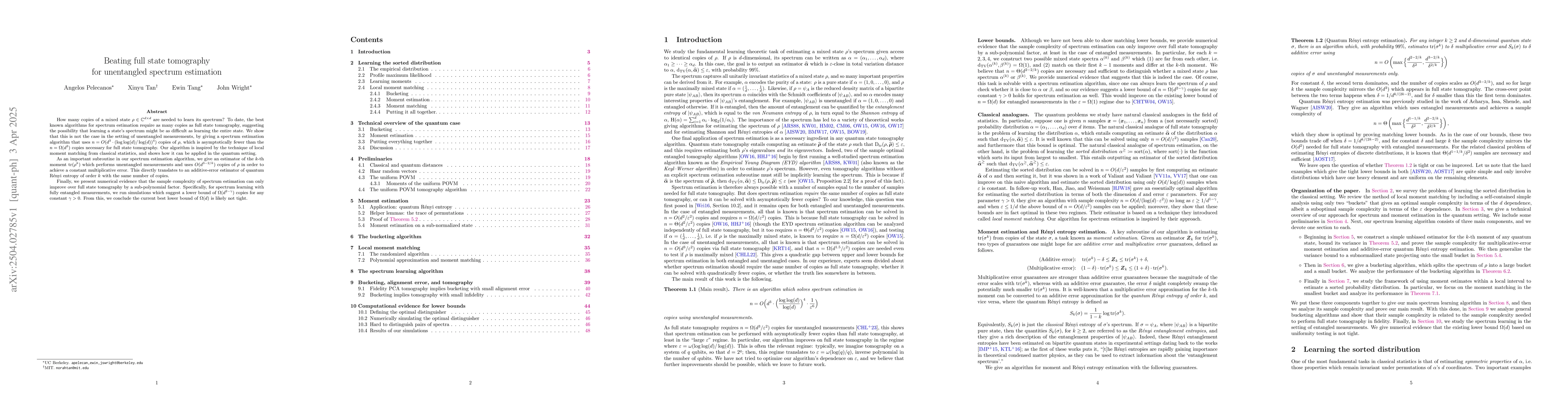 Thumbnail for Beating full state tomography for unentangled spectrum estimation