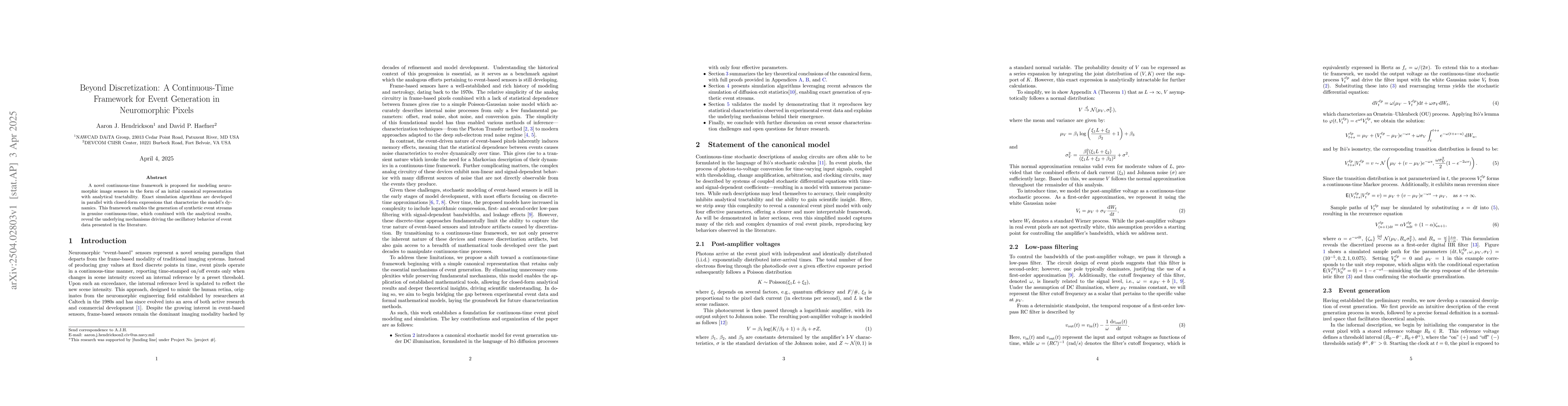 Thumbnail for Beyond Discretization: A Continuous-Time Framework for Event Generation
  in Neuromorphic Pixels