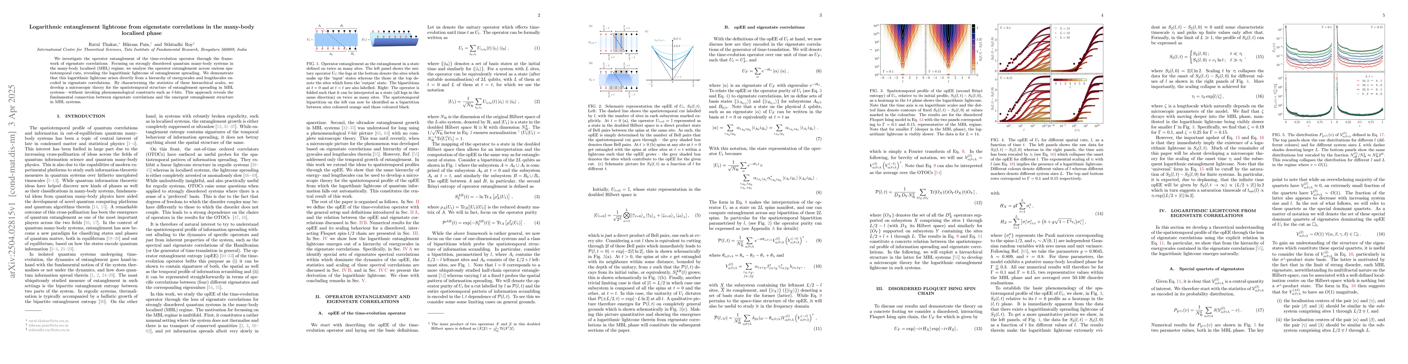 Thumbnail for Logarithmic entanglement lightcone from eigenstate correlations in the
  many-body localised phase