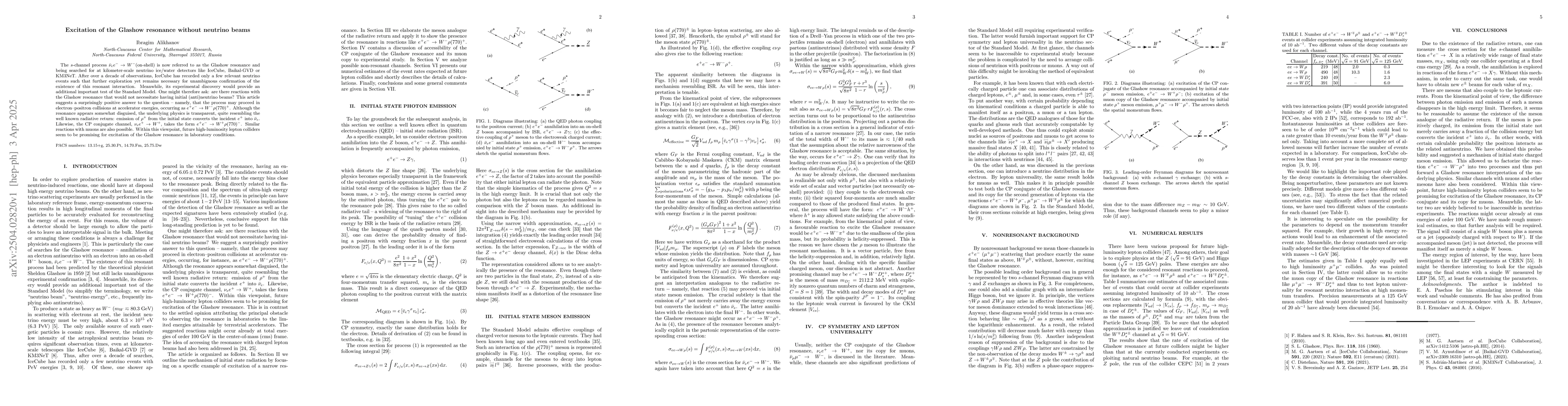 Thumbnail for Excitation of the Glashow resonance without neutrino beams