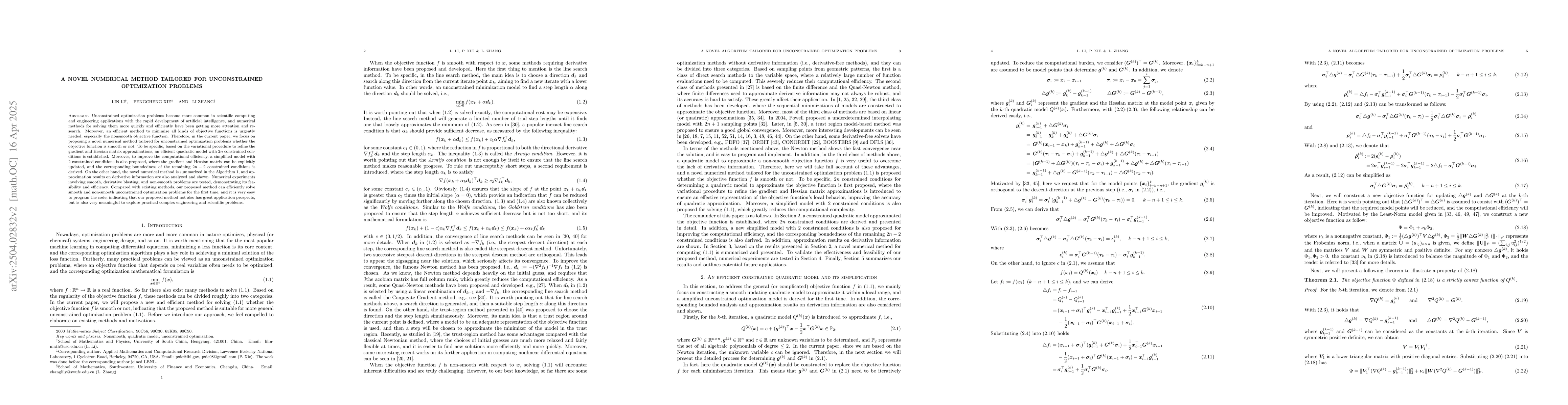 Thumbnail for A novel numerical method tailored for unconstrained optimization
  problems