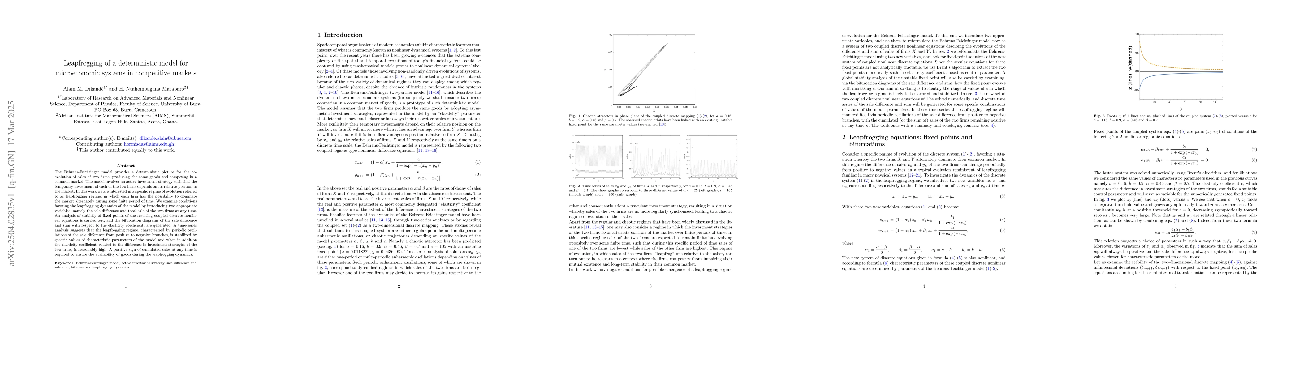 Thumbnail for Leapfrogging of a deterministic model for microeconomic systems in
  competitive markets