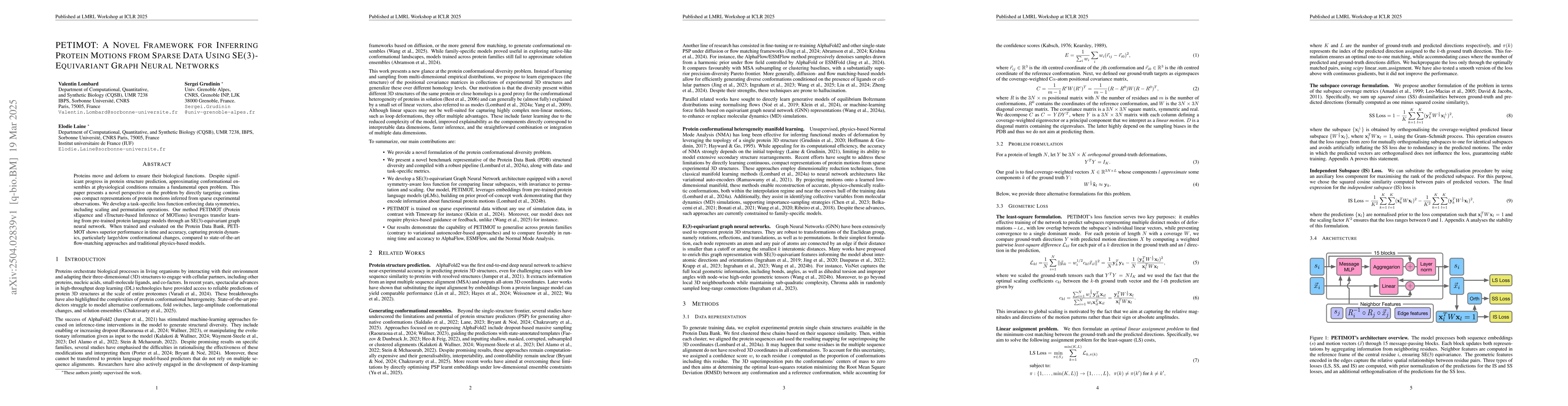 Thumbnail for PETIMOT: A Novel Framework for Inferring Protein Motions from Sparse
  Data Using SE(3)-Equivariant Graph Neural Networks