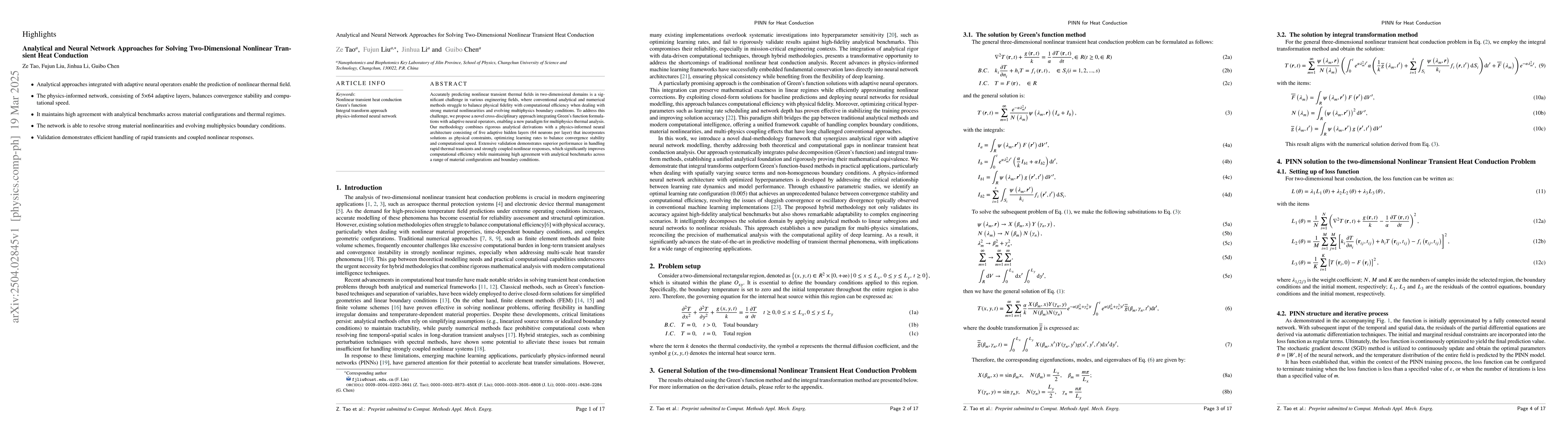 Thumbnail for Analytical and Neural Network Approaches for Solving Two-Dimensional
  Nonlinear Transient Heat Conduction