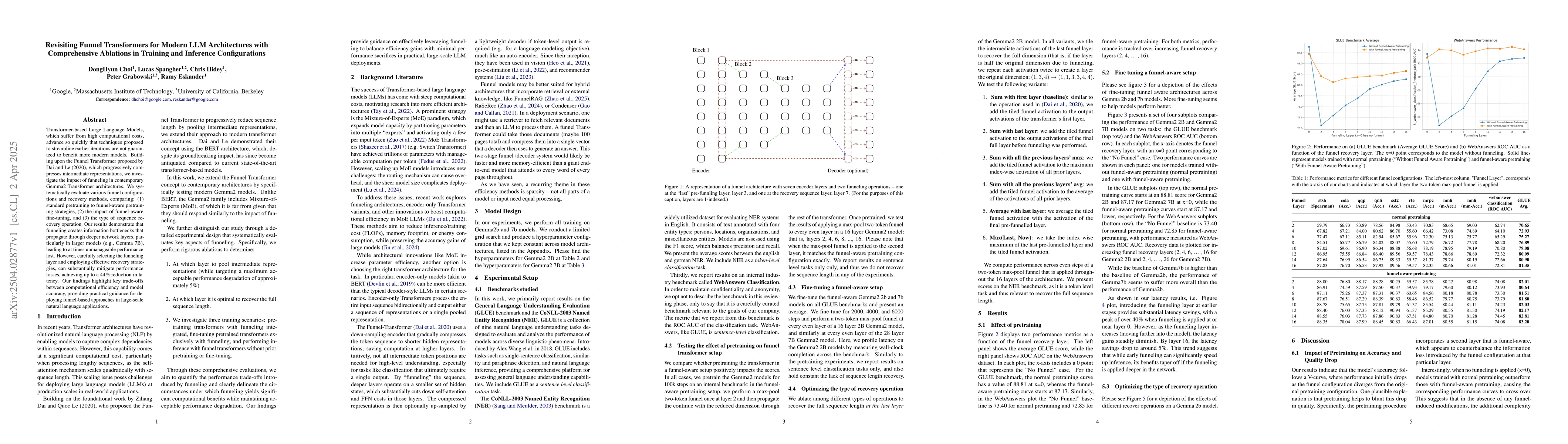 Thumbnail for Revisiting Funnel Transformers for Modern LLM Architectures with
  Comprehensive Ablations in Training and Inference Configurations