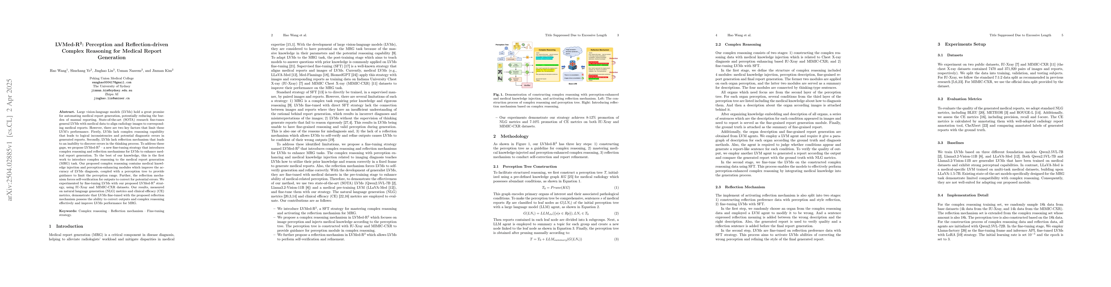 Thumbnail for LVMed-R2: Perception and Reflection-driven Complex Reasoning for Medical
  Report Generation