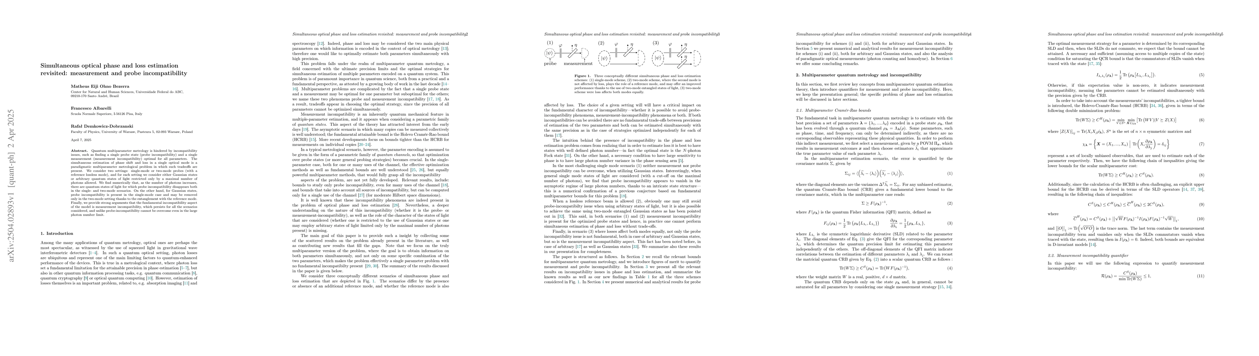 Thumbnail for Simultaneous optical phase and loss estimation revisited: measurement
  and probe incompatibility