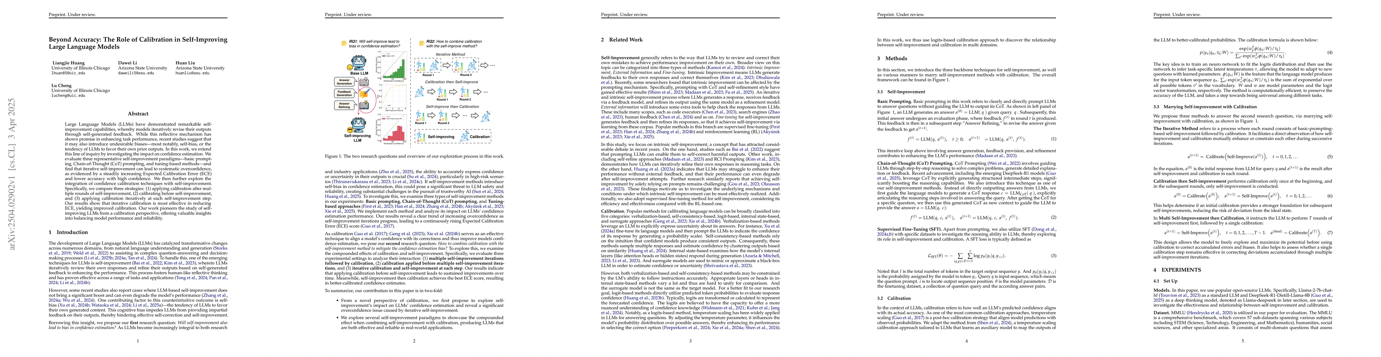 Thumbnail for Beyond Accuracy: The Role of Calibration in Self-Improving Large
  Language Models