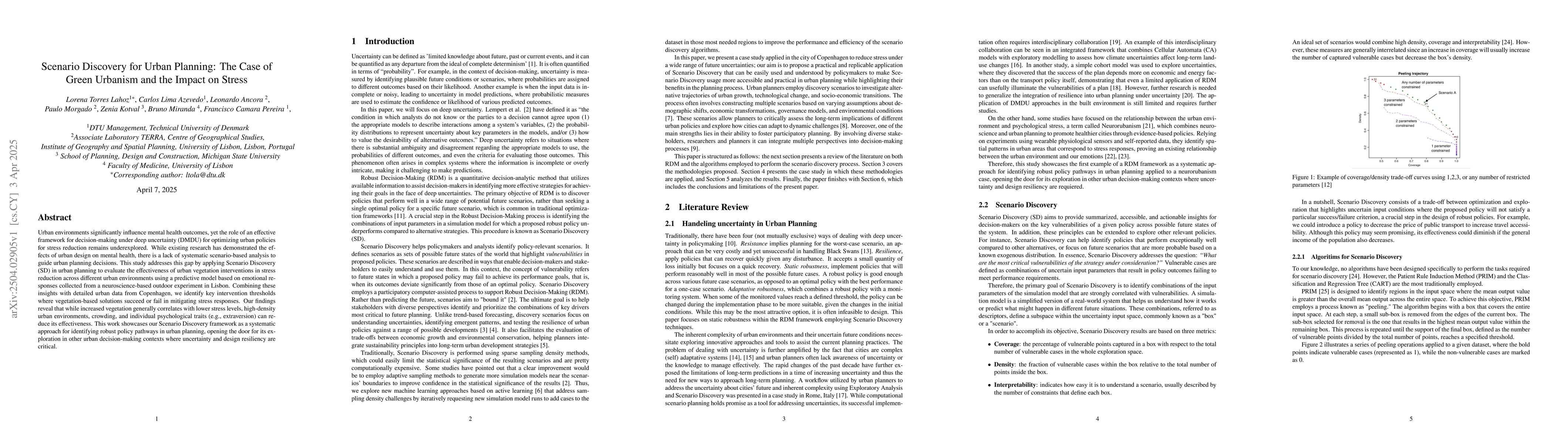 Thumbnail for Scenario Discovery for Urban Planning: The Case of Green Urbanism and
  the Impact on Stress