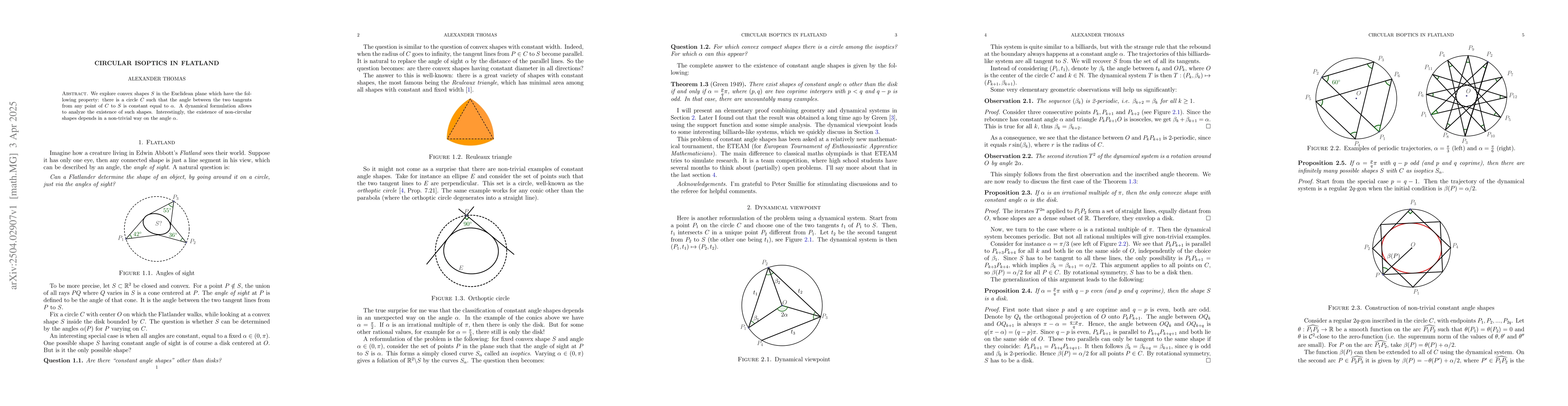Thumbnail for Circular Isoptics in Flatland