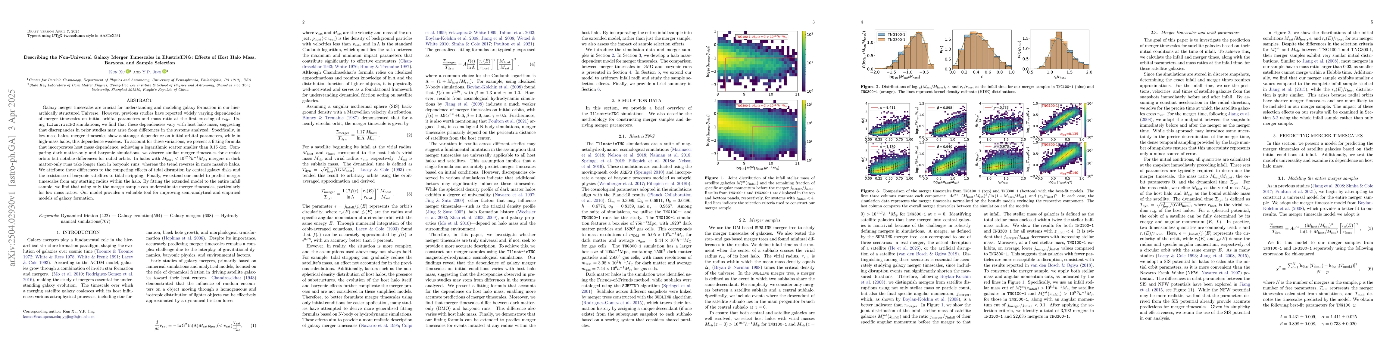 Thumbnail for Describing the Non-Universal Galaxy Merger Timescales in IllustrisTNG:
  Effects of Host Halo Mass, Baryons, and Sample Selection