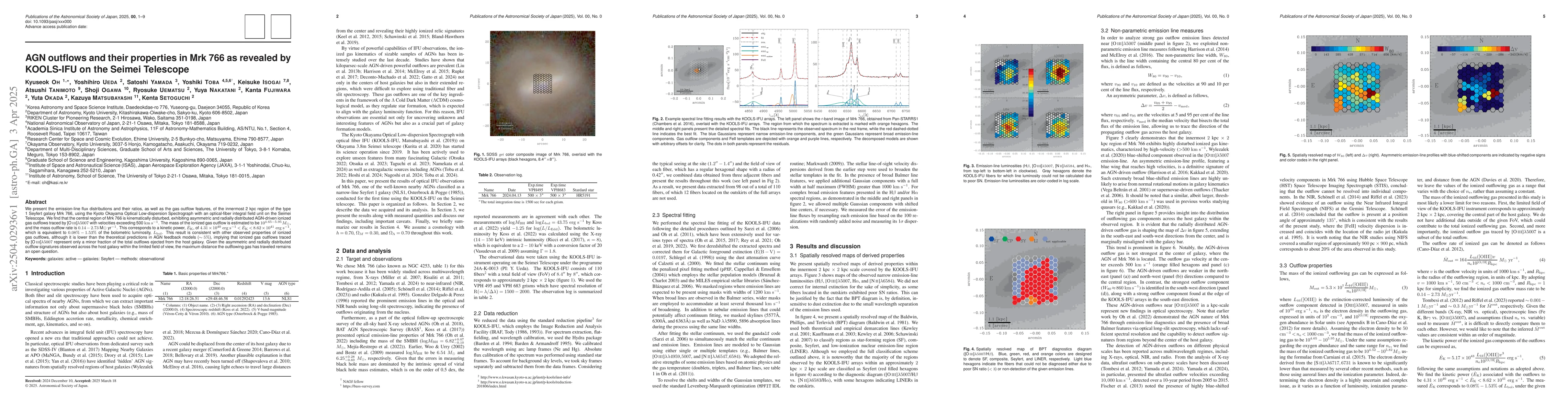 Thumbnail for AGN outflows and their properties in Mrk 766 as revealed by KOOLS-IFU on
  the Seimei Telescope