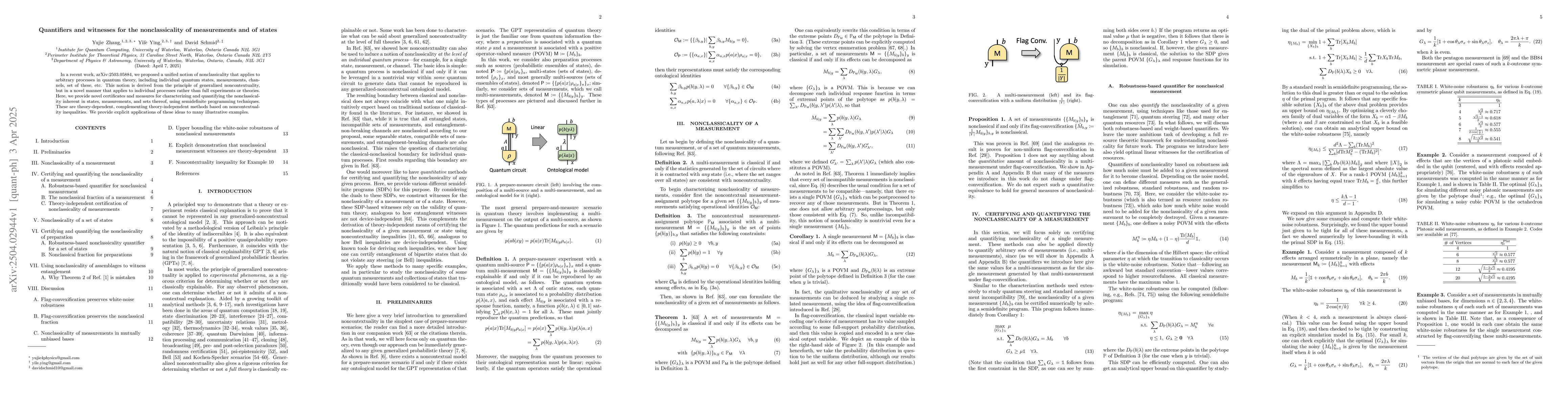 Thumbnail for Quantifiers and witnesses for the nonclassicality of measurements and of
  states