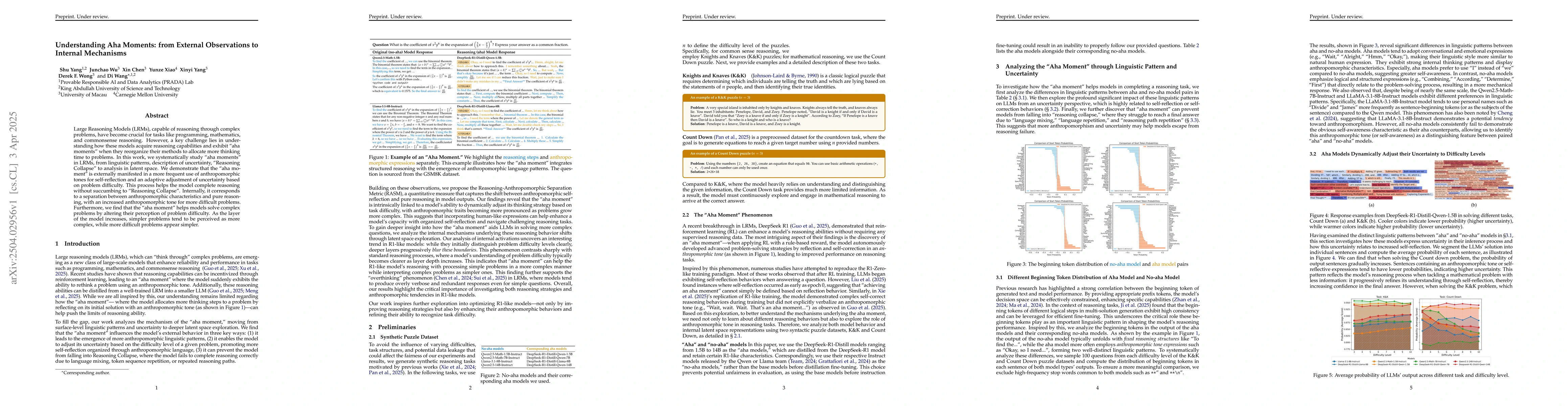 Thumbnail for Understanding Aha Moments: from External Observations to Internal
  Mechanisms